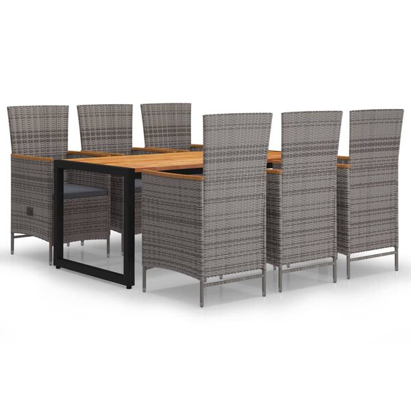 vidaXL Ensemble &agrave; manger de jardin 7 pcs Gris