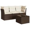 vidaXL Salon de jardin 4 pcs avec coussins marron r&eacute;sine tress&eacute;e