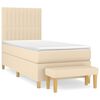 vidaXL Sommier &agrave; lattes de lit avec matelas Cr&egrave;me 90x200 cm Tissu
