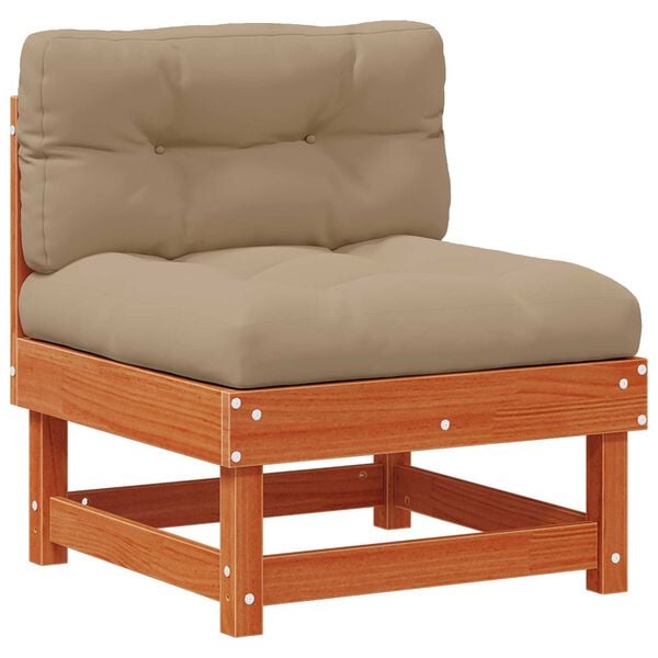 vidaXL Sofa de jardin milieu Pin massif Brun Cir&eacute;