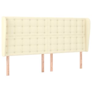 vidaXL T&ecirc;te de lit avec oreilles Cr&egrave;me 183x23x118/128 cm Similicuir