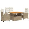 vidaXL Ensemble &agrave; manger de jardin coussins 4 pcs beige r&eacute;sine tress&eacute;e