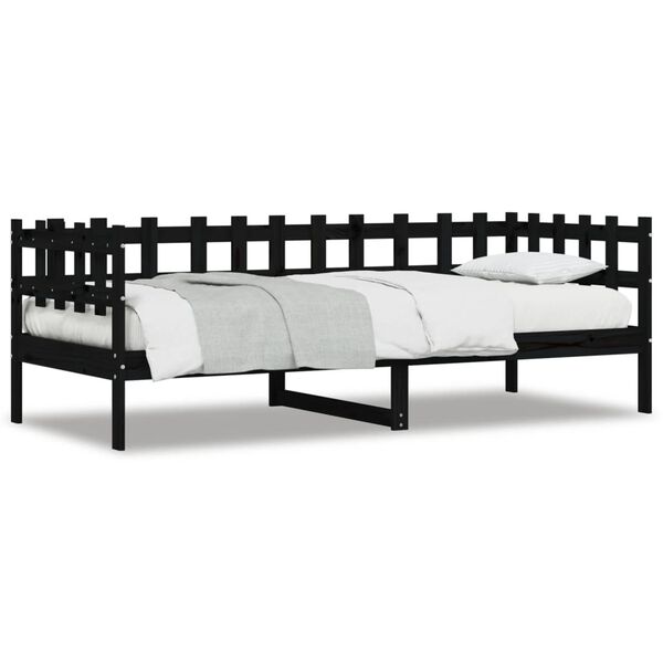 vidaXL Lit de jour sans matelas noir 90x190 cm bois de pin massif