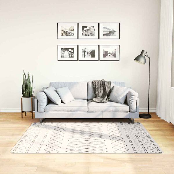 vidaXL Tapis lavable noir et blanc 120x170 cm