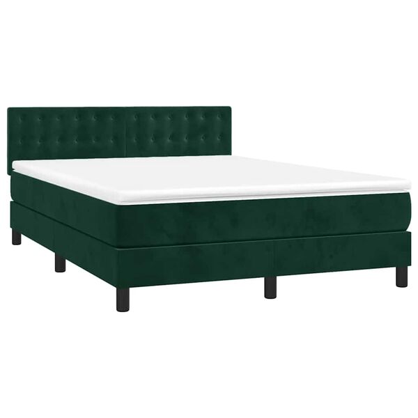 vidaXL Sommier &agrave; lattes de lit avec matelas LED Vert fonc&eacute; 140x190 cm