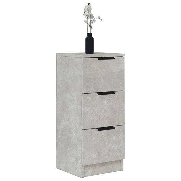 vidaXL Buffets 2 pcs Gris béton 30x30x70 cm Bois d'ingénierie