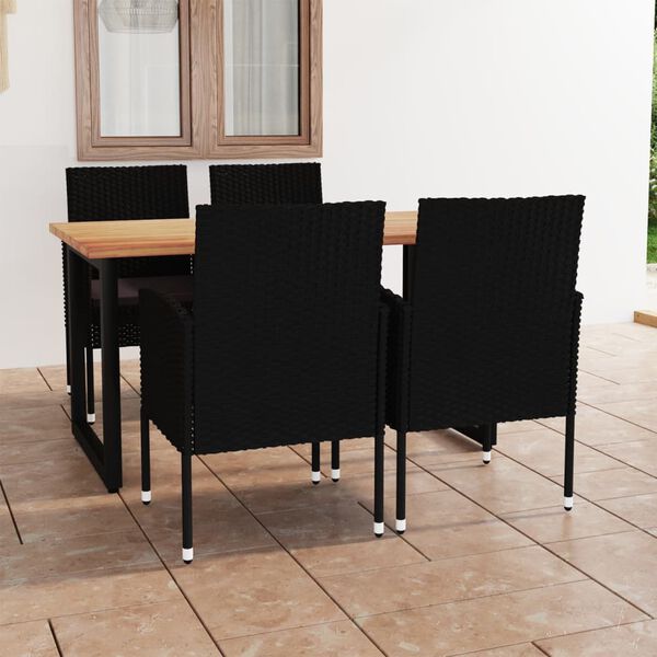 vidaXL Ensemble &agrave; manger de jardin avec coussins 5 pcs r&eacute;sine tress&eacute;e
