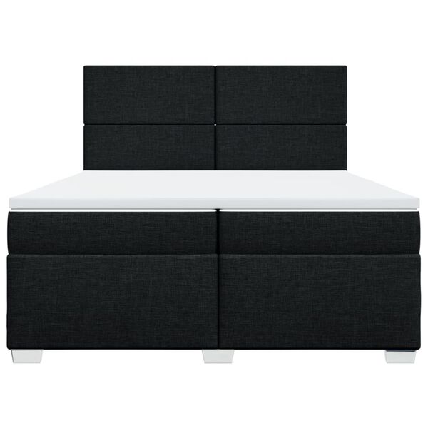vidaXL Sommier &agrave; lattes de lit avec matelas Noir 200x200 cm Tissu
