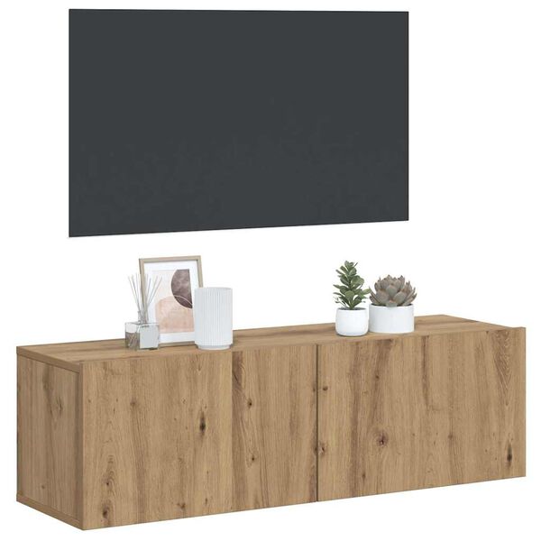 vidaXL Meuble TV mural chêne artisanal 100x30x30 cm bois d'ingénierie