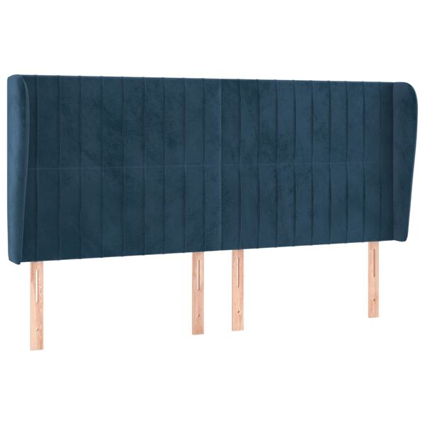 vidaXL T&ecirc;te de lit avec oreilles Bleu fonc&eacute; 183x23x118/128 cm Velours