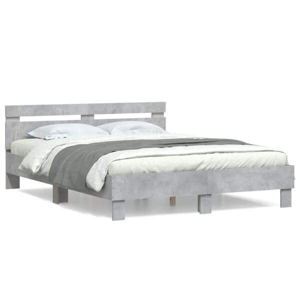 vidaXL Cadre de lit sans matelas gris b&eacute;ton 150x200 cm
