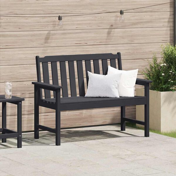 vidaXL Banc de jardin avec coussin Noir 120 x 59 x 88cm HDPE