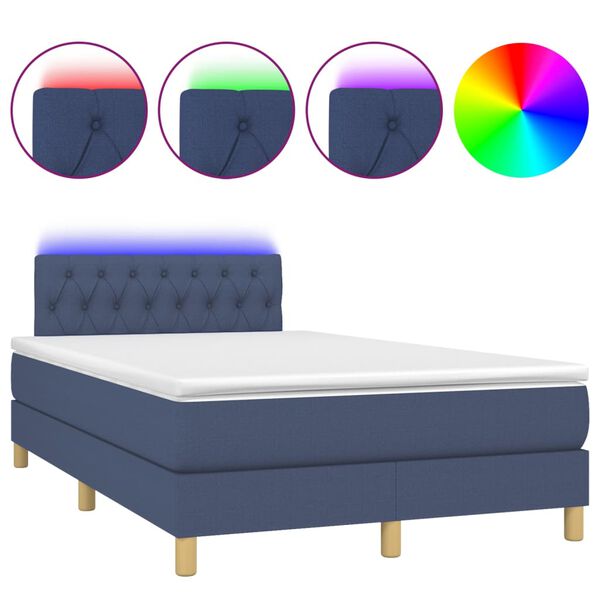 vidaXL Sommier &agrave; lattes de lit avec matelas LED Bleu 120x200 cm Tissu