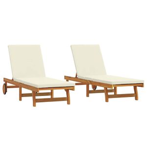 vidaXL Transat 2-personne 2 pcs Marron Bois d'Acacia Massif