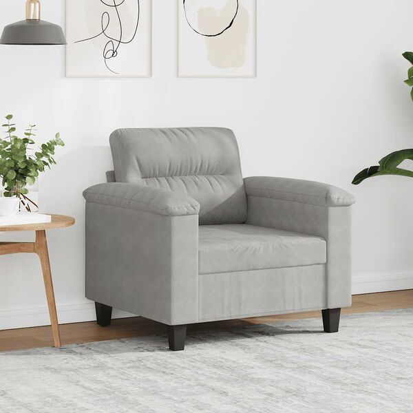 vidaXL Fauteuil gris clair 60 cm tissu microfibre