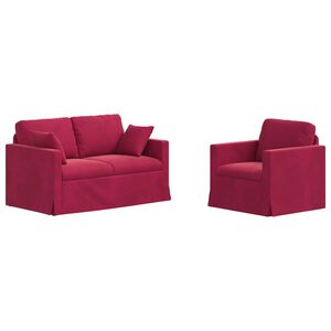 vidaXL Canap&eacute; 2 pcs Bordeaux 138 x 78 x 80 cm Velours
