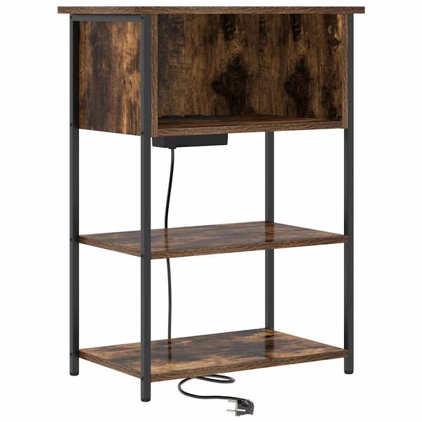 vidaXL Cabinet de chevet Ch&ecirc;ne fum&eacute; 55 x 31 x 76 cm Bois d'ing&eacute;nierie