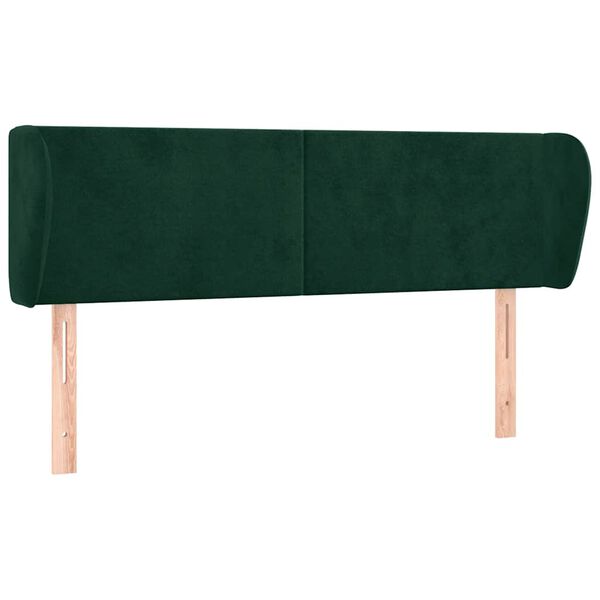 vidaXL T&ecirc;te de lit avec oreilles Vert fonc&eacute; 147x23x78/88 cm Velours