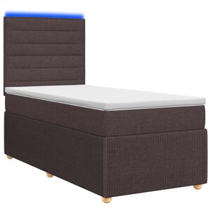vidaXL Lit boxspring LED avec matelas Marron fonc&eacute; 90 x 190 cm Tissu