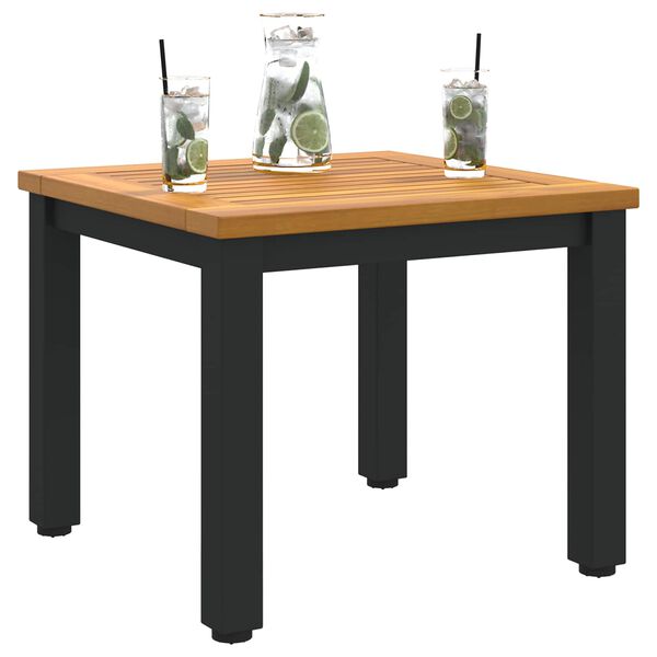 vidaXL Table de jardin Naturel et Noir 45 x 45 x 38 cm