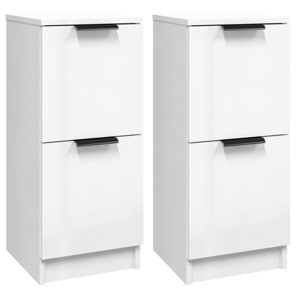 vidaXL Buffets 2 pcs Blanc brillant 30x30x70 cm Bois d'ing&eacute;nierie