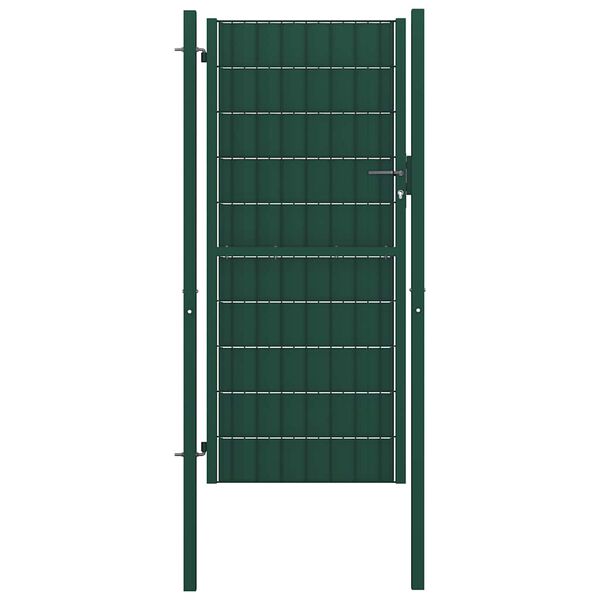 vidaXL Portail de cl&ocirc;ture en PVC et acier 100 x 204 cm vert