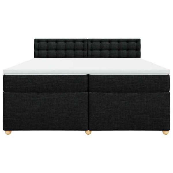 vidaXL Sommier &agrave; lattes de lit avec matelas Noir 200x200 cm Tissu