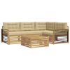 vidaXL Ensemble de canap&eacute;s d'ext&eacute;rieur 6 pc Blanc et Beige Polyester
