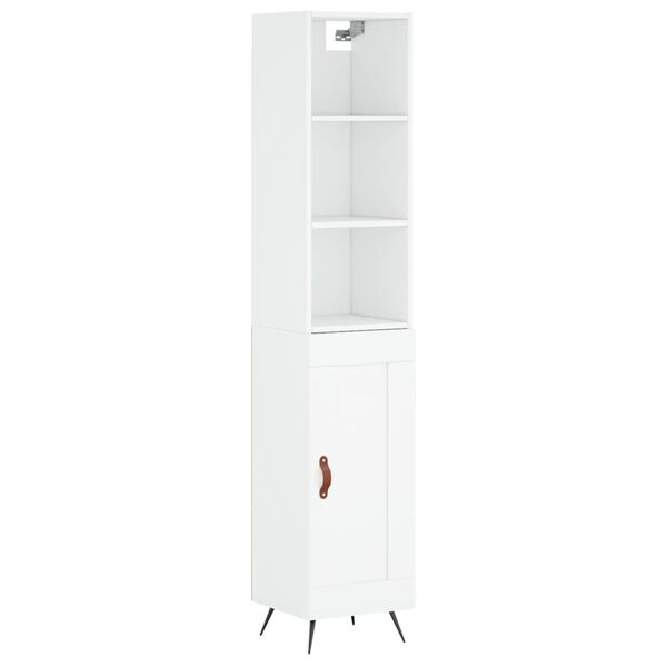 vidaXL Buffet haut Blanc 34,5x34x180 cm Bois d'ing&eacute;nierie