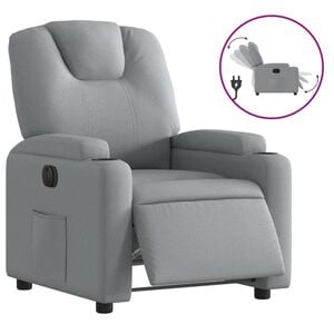 vidaXL Fauteuil inclinable &eacute;lectrique Gris clair Tissu