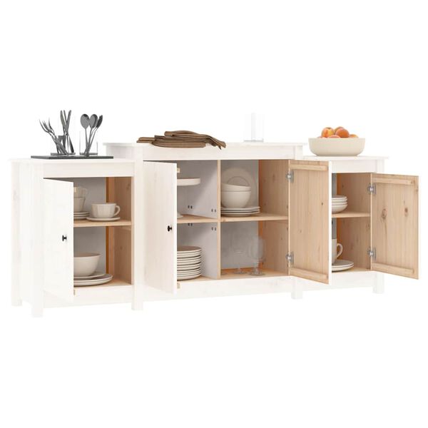 vidaXL Buffet Blanc 164x37x68 cm Bois massif de pin