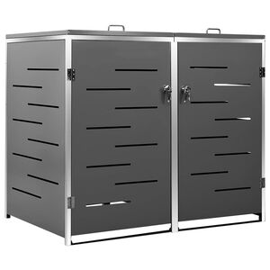 vidaXL Abri pour deux poubelles 138x77,5x115 cm Inox