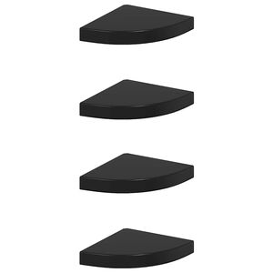 vidaXL &Eacute;tag&egrave;res d'angle flottantes 4 pcs noir brillant 25x25x3,8cm MDF