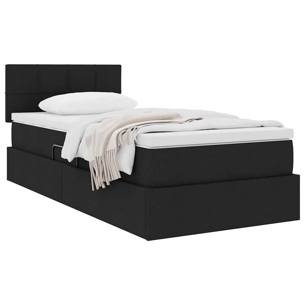vidaXL Lit avec rangement et matelas avec matelas Noir 90 x 190 cm