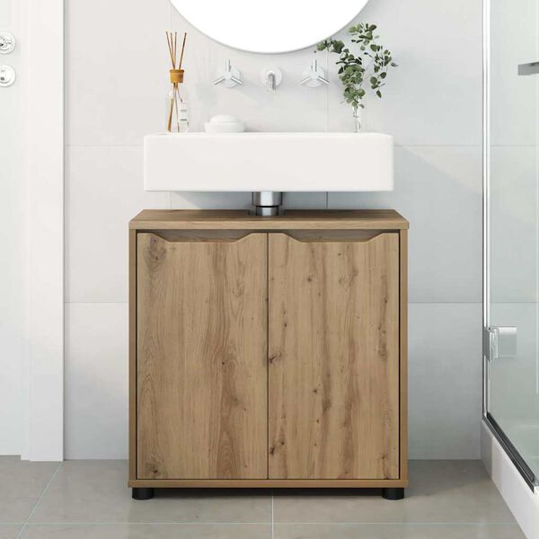 vidaXL Armoire de lavabo de salle de bain avec &eacute;tag&egrave;re Ch&ecirc;ne artisanal
