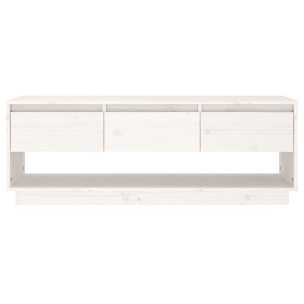 vidaXL Meuble TV Blanc 110,5x34x40 cm Bois de pin massif