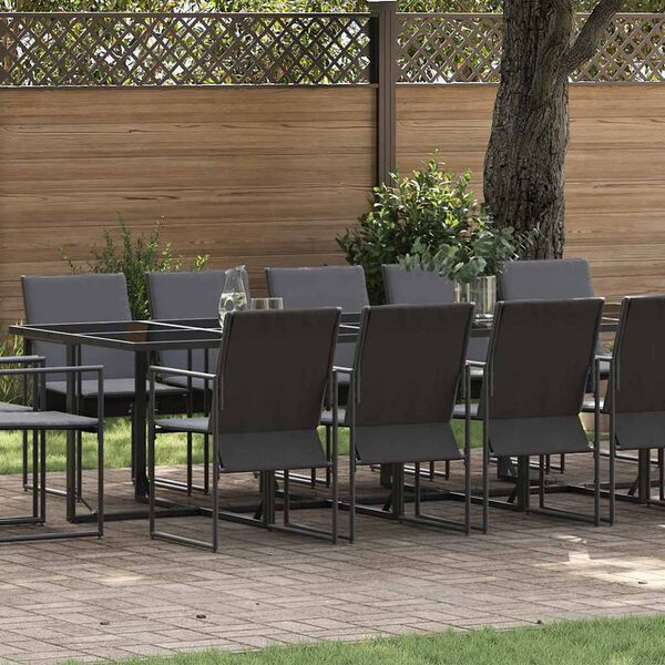 vidaXL Ensemble de salle &agrave; manger pour jardin 15 pcs Noir Acier