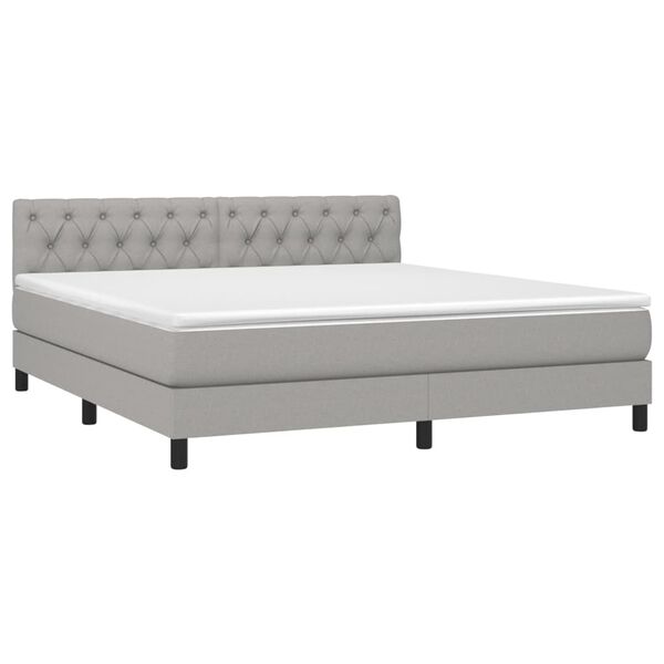 vidaXL Sommier &agrave; lattes de lit avec matelas Gris clair 160x200cm Tissu