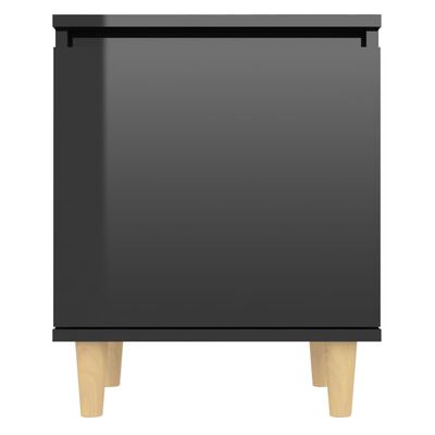 vidaXL Tables de chevet pieds en bois 2 pcs Noir brillant 40x30x50 cm