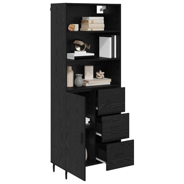 vidaXL Haut Armoire avec tiroir Ch&ecirc;ne noir 69,5 x 34 x 180 cm