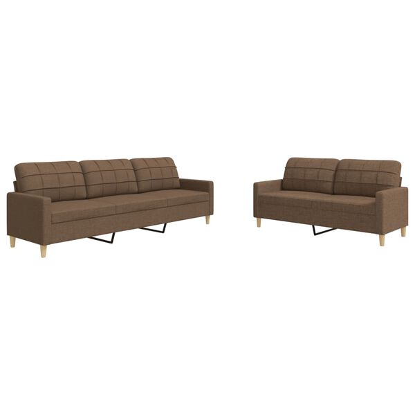 vidaXL Ensemble de canap&eacute;s 2 pcs marron tissu