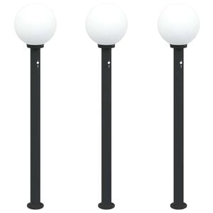 vidaXL Bornes lumineuses avec d&eacute;tecteur lot de 3 120 cm noir IP44