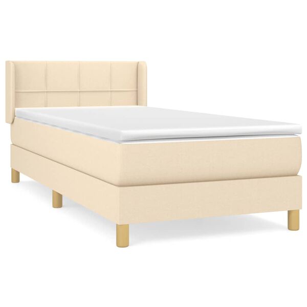vidaXL Sommier &agrave; lattes de lit avec matelas Cr&egrave;me 80x200 cm Tissu