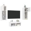 vidaXL Meuble TV muraux 4 pcs avec lumi&egrave;res LED blanc