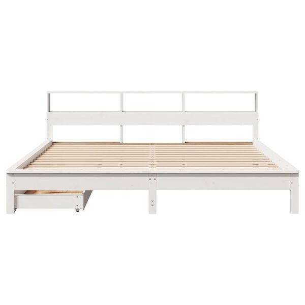 vidaXL Lit biblioth&egrave;que sans matelas blanc 200x200 cm bois pin massif