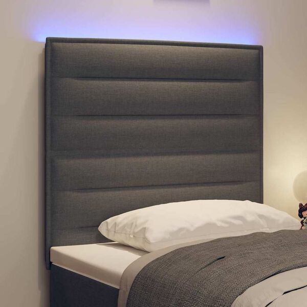 vidaXL T&ecirc;te de lit LED avec t&ecirc;te de lit Gris fonc&eacute; 100 cm Polyester