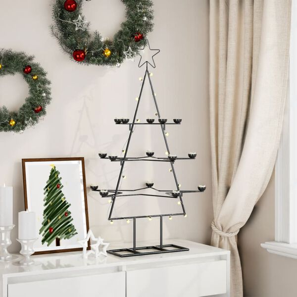 vidaXL Arbre de Noël en métal pour décoration noir 105 cm