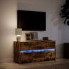 vidaXL Meuble TV avec LED chêne fumé 100x34x50 cm bois d'ingénierie