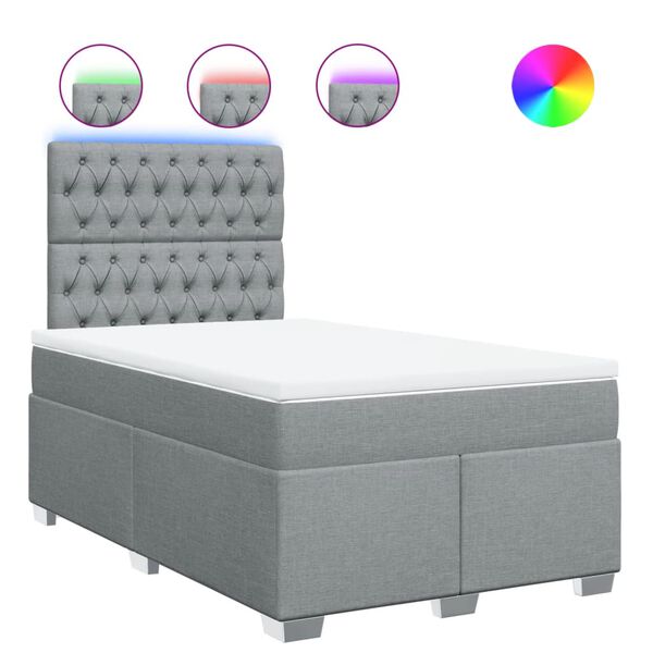 vidaXL Sommier &agrave; lattes de lit avec matelas Gris clair 120x200cm Tissu