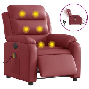 vidaXL Fauteuil de massage inclinable &eacute;lectrique rouge bordeaux